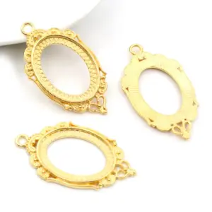 Oval bezel blank base metal setting For pendant—25x18mm